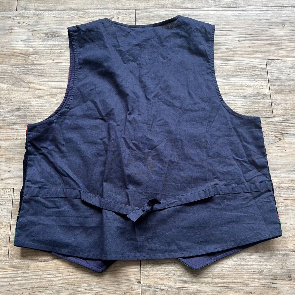 Vintage Vest Embroidered Women's Large Casey & Max Floral Velvet Unique 90s - Picture 2 of 7